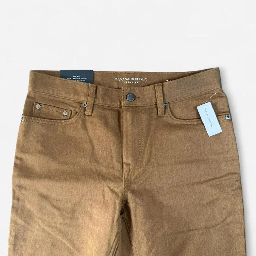 NWT Banana Republic Brown 5 Pocket Traveler Slim Fit Pants‎ Size 28x28